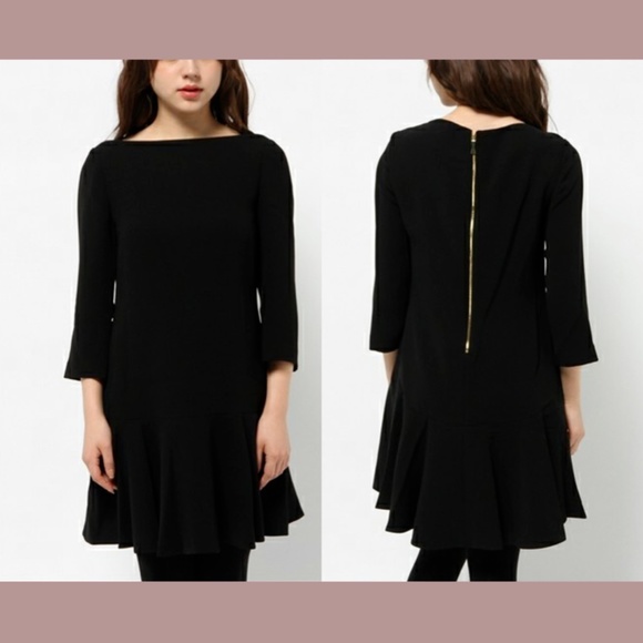 NWT $348 kate spade new york [ 2 ] Flounce Crepe‎ Mini Dress in Black - Picture 2 of 13
